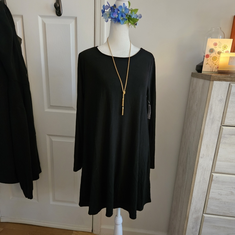 OLD NAVY | NWT - FIT & FLARE Long Sleeve Flirty Stretch Crew Neck Dress L Petite